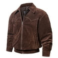thumbnail image 2 of FLAVOR Men Genuine Leather Bomber Jacket Casual Fall Winter Jacket Brown (3X-Large, Dark Brown), 2 of 5