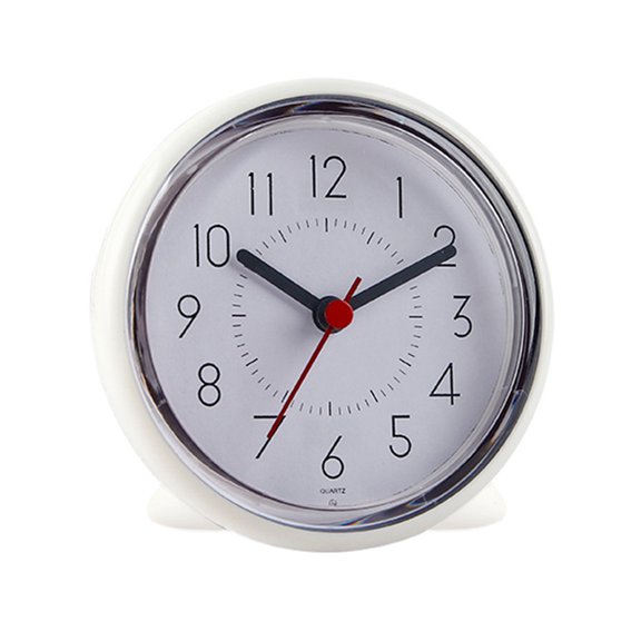 Yesbay Waterproof Suction Cup Battery Operated Silent Non-Ticking Bathroom Wall Clock,White