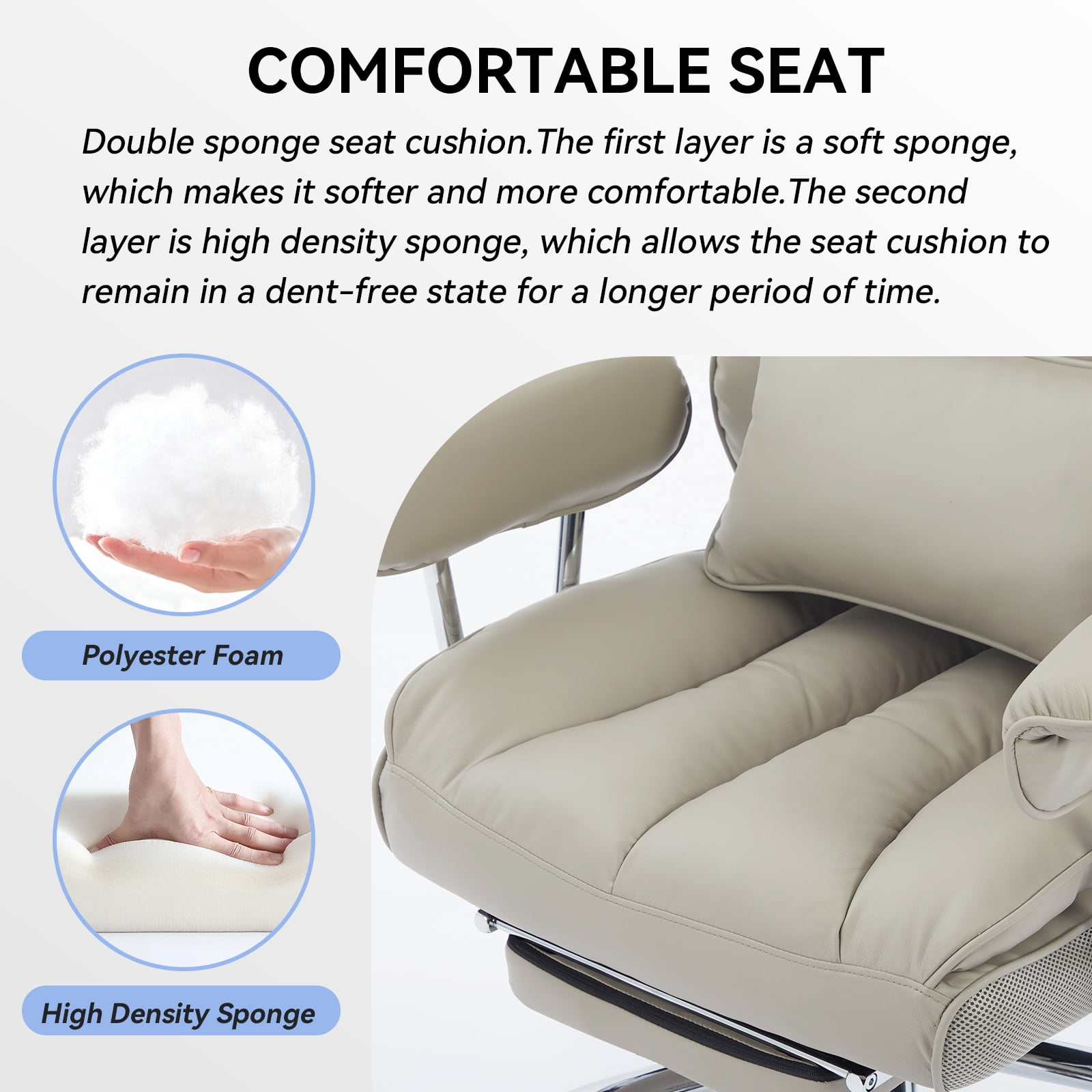 ATMILD 400 lbs Big and Tall Ergonomic PU Leather Office Chair with Footrest, Grey