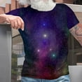 thumbnail image 2 of Penkiiy Galaxy Printed Shirt , Mens Vintage Casual Loose Short Sleeve Tee Tops 2XL Purple, 2 of 9