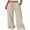 Beige, variant on Palazzo Pants for Women Wide Leg Elastic Waist Linen Pants Casual Loose Lounge Beach Trousers with Pockets