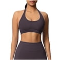 thumbnail image 2 of Neewe Women's Seamless Sports Bra Knitted Yoga Suit Gathering Breathable Workout Gym Tank Top for Women-Coffee M, 2 of 9