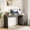 Gray, variant on Gaderth 61" Executive Computer Desk with Built-in Power Outlet & USB Ports,Adjustable Shelf, Fluted Cabinet Door, Golden Metal Handles,Spacious Wood Writing Desk with Storage for Home Office, Work