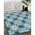 thumbnail image 3 of Ahgly Company Machine Washable Indoor Rectangle Transitional Blue Lagoon Blue Area Rugs, 5' x 7', 3 of 7