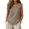 thumbnail image 3 of Tank Tops For Women Gray Womens Tops Fashion Daily Vacation Tank O Neck Vest Womens Tank Tops, 3 of 4