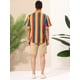 thumbnail image 5 of INSPIRE CHIC Camisa de verano con estampado de rayas arcoíris para hombre, camisas de manga corta con botones Multicolor Amarillo L, 5 of 6