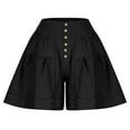 thumbnail image 6 of Plus Size Womens Shorts Women Flowy Shorts Elastic High Waist Solid Color Casual Pants Wide Leg Short Pants Black XL, 6 of 7
