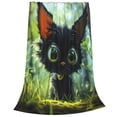 thumbnail image 2 of Balery Cute Big-Eyed Black Cat Manta de Felpa Suave y Acogedora – Cobija de Franela Aterciopelada para Cama, Lavable y Cálida para Sofá, Mascotas, Transpirable-60"x50", 2 of 7