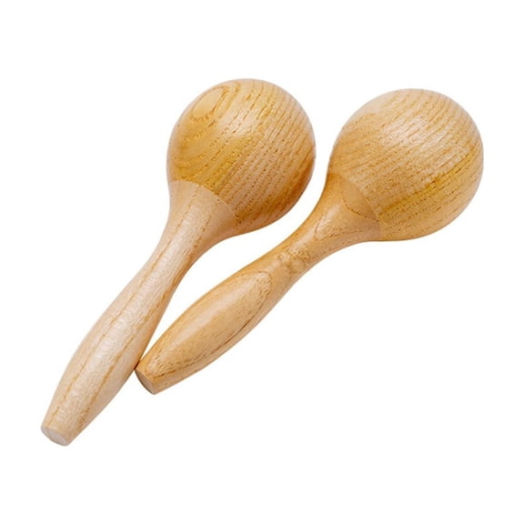 MIAOBLOSSOM Beech Wood Hand Maracas Shakers, Lightweight Percussion Instrument, For Kids Music Class Party Holiday Entertainment, Solid Wood, 2 Pack