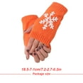 thumbnail image 3 of Linyer 1 Pair Knit Half Finger Glove Comfortable Winter Delicate Simple Knitting Craft Fingers Covers Hand Cover with Snowflake Pattern Orange, 3 of 5