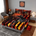 thumbnail image 2 of Erosebridal Fire Soccer USA Flag Queen Sheet Sets, Sport Bed Set for Men and Boys, 4 Pieces, 1 Flat Sheet, 1 Fitted Sheet and 2 Pillowcases, 2 of 6