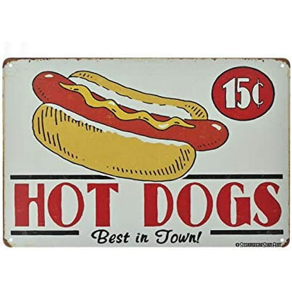 Metal Sign - Hotdog Fast Food Shop Tin Sign Wall Decor Prints