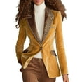thumbnail image 3 of Women's Velvet Blazer, Leopard Print Collar Jacket, Single Button Slim Fit Blazer, Long Sleeve Business Blazer, Notch Lapel Work Jacket, Fashion Office Wear, Classic Style Blazer Yellow, 3 of 7