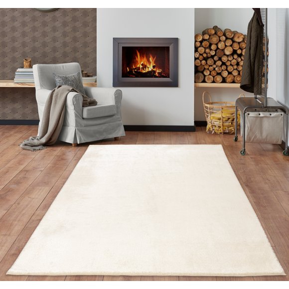 LaDole Rugs 8x10 ft Fluffy Shaggy Area Rug | Machine Washable Large Carpet For Bedroom, Living Room, Kitchen, Home Office, Indoor Floor Décor | Cream