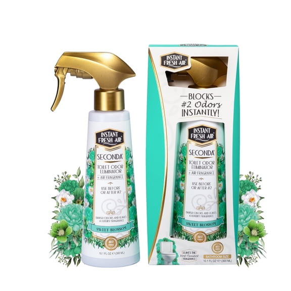 Instant Fresh Air Seconda Premium Toilet Spray - Toilet Bowl Odor Eliminator - Long Lasting Bathroom Deodorizer, Blossom Fragrance - 10.1 fl oz.