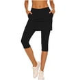 thumbnail image 5 of Scyoekwg Womens Workout Shorts Ladies Sweatpants Fake Two Pairs Underpants Skirt Sports Side Pocket Yoga Pants Casual Loose Solid Color Comfy Pants Black,L, 5 of 7