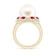 thumbnail image 2 of ANGARA Freshwater Cultured Pearl Floral Ring with Rubies in 14K Yellow Gold for Women | June Birthstone, Birthday, Anniversary, Jewelry Gift for Women | Pearl Ring, 2 of 9