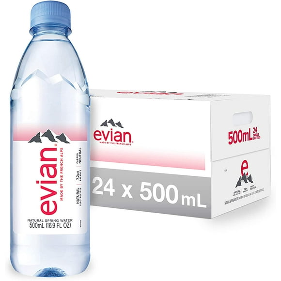 Evian Natural Spring Water 500 ml, 24 Count