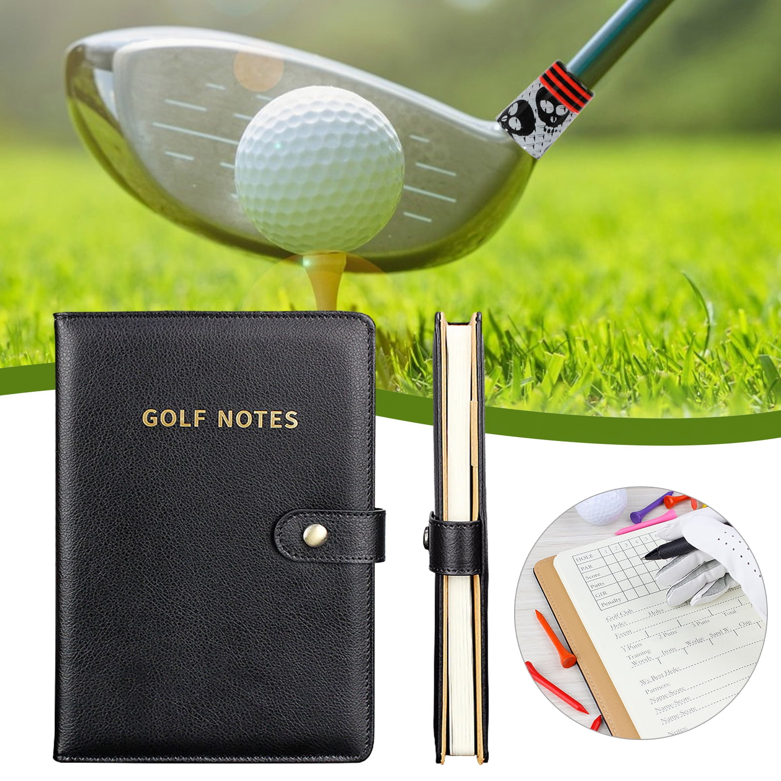 YIFAEUX Golf Scorecard Book Waterproof Faux Leather Golf Scorecard Journal Notebook Pocket Score Log Book with 200 Pages for Men Golfers