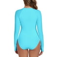 thumbnail image 6 of RELLECIGA Women's Plus swimwear One Piece Bathing Suit One Piece Swimsuit Zipper Long Sleeve Rash Guard Swimsuit for Women Sky Blue Size 3XL, 6 of 9