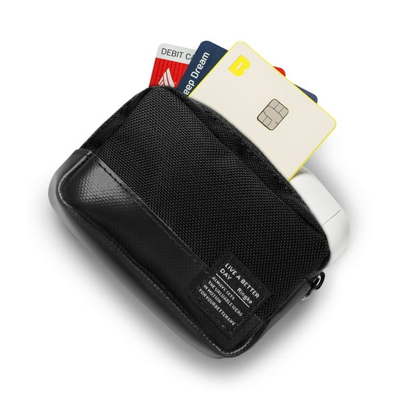 Ringke Mini Pouch [Brick] Tarpaulin Carrying Pouch Small Bag for Airpods, Galaxy Buds, Earphones, Cards, ID - Black