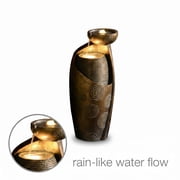 Vase Outdoor Water Fountain, 31.4''H Jar Waterfall Fountain with Warm LED Lights&Durable Pump for Yard, Porches, Home Décor,Garden,Office