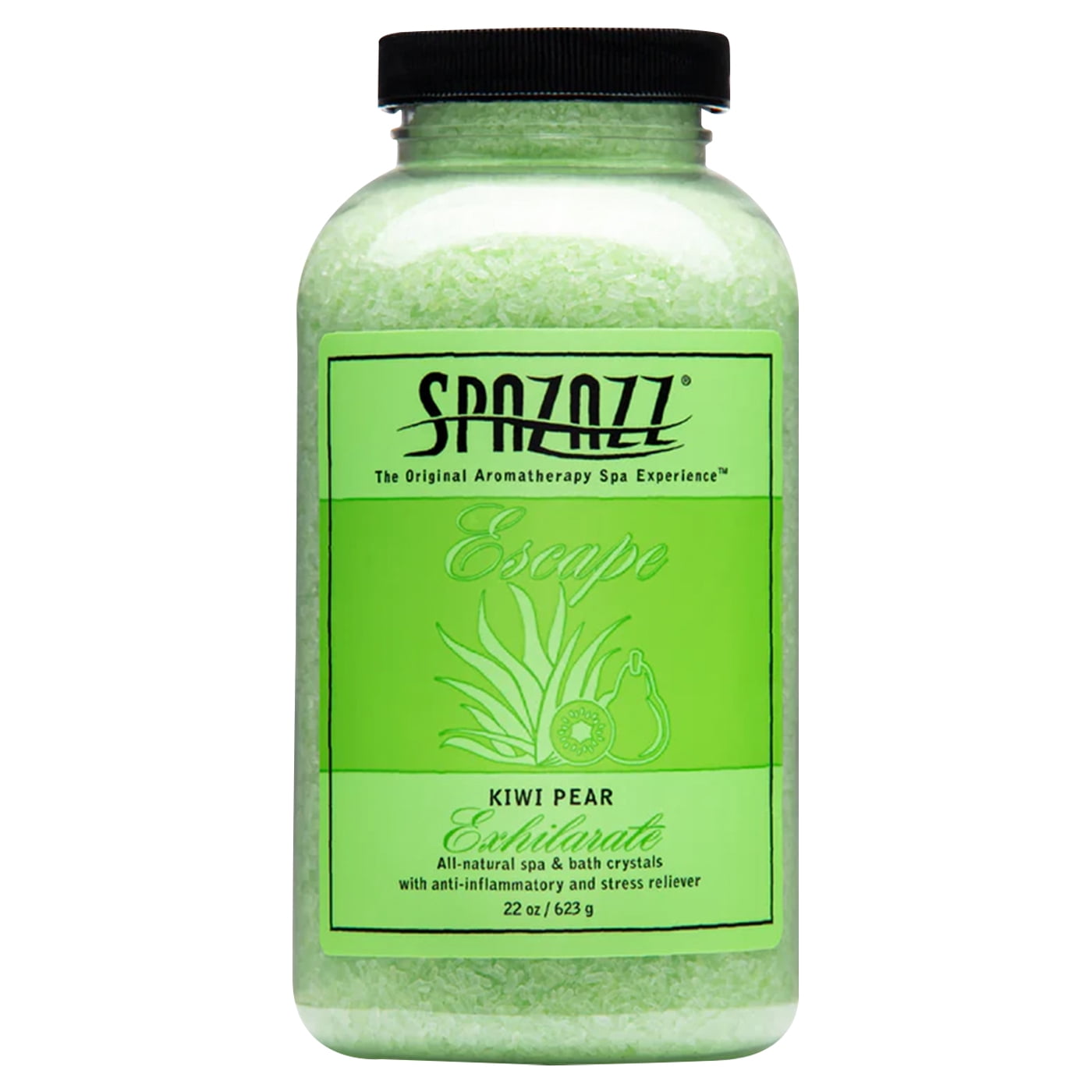 Spazazz Aromatherapy Escape Kiwi Pear Exhilarate Spa and Bath Crystals, 2 Pack (22 oz Each). Crystals and Bath Salts for Hot Tub and Bathtub Spa - Aromatherapy Scented Salts for Relaxation!