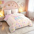 thumbnail image 2 of meiyoeat Balloon Star A Initial Rainbow Full Size Bedding Sets, Kawaii Party Monogram Full Size Bed in a Bag for Boys Girls, Pink Reversible, 7-Piece, 2 of 6