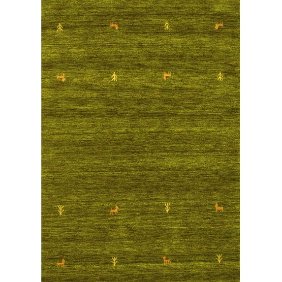Ahgly Company Machine Washable Indoor Rectangle Abstract Yellow Contemporary Area Rugs, 3' x 5'