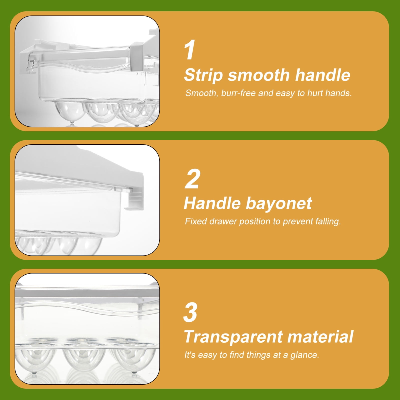 KALLORY 1Pc Fridge Egg Holder Drawer Type Storage Case with Multi Compartment in Assorted Colors for Home