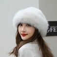 thumbnail image 4 of Gifts Fashion Cover Head Cap Ear Protection Solid Warm Winter Hat Faux Fur Hat Earmuffs Cap Berets BLACK, 4 of 8