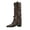 Brown, variant on Women's Western Boots, Retro Fold-over Lock Style with Studs, Leather Pointed Toe Low Heel Walking Boots Brown 6(37)