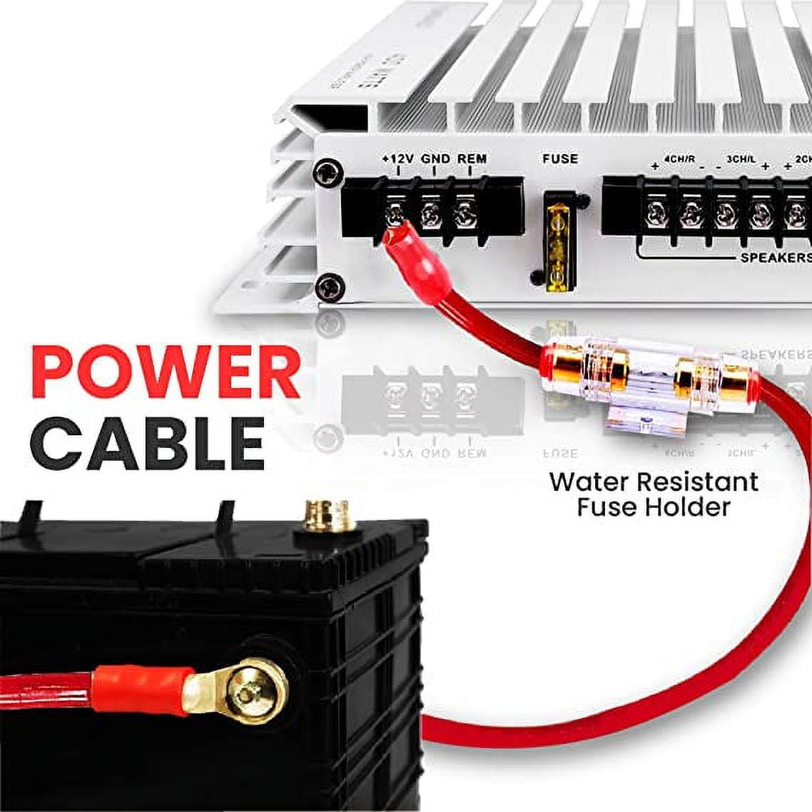 Pyle Car Audio Wiring Kit 20ft 8 Gauge Power Wire 1000-Watt Amplifier Hookup for Battery Head Unit