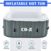 CO-Z 2-4 Person 5' Inflatable Spa Tub with 120 Air Jets Heater Electric Pump Outdoor Hot Tub Gray