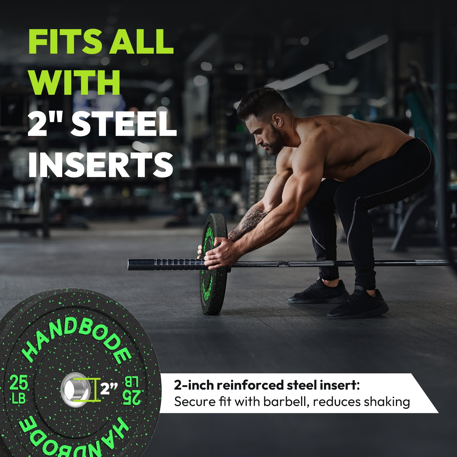 HANDBODE Bumper Plates High-Bounce Olympic Weight Plates, Colored crumb rubber plate for Weight Lifting and Strength Training 190LB