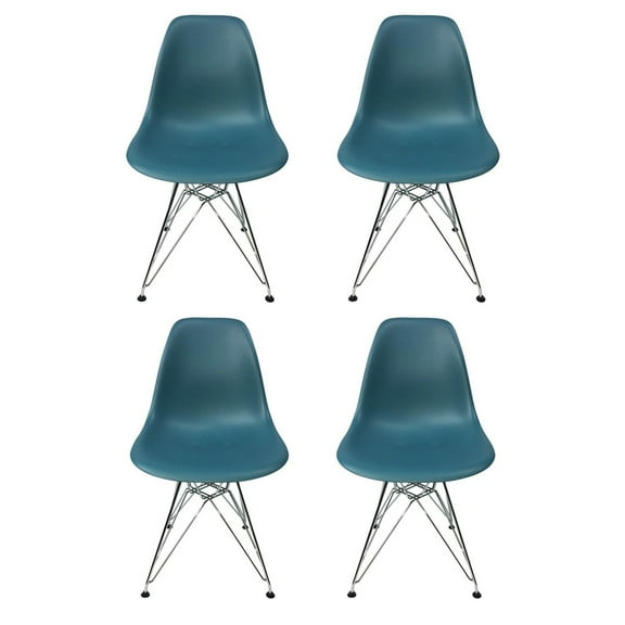Eiffel Dining Chair with Chrome Base - Teal