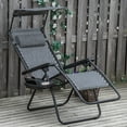 thumbnail image 2 of Outsunny Foldable Lounge Chair with Canopy Shade, Side Tray, Cup Holder, 2 of 10