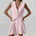 thumbnail image 6 of RMGVDSD Women Summer 2 Piece Outfits V Neck Sleeveless Button Down Vest Shorts Set Business Work Suit Sets Summer Outfits Travel Tracksuit, 6 of 9