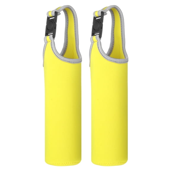 Uxcell Neoprene Water Bottle Sleeves, Water Bottle Carrier Insulators Beverage Bottle Sleeve with Handle, 3 in Fit for Hiking Cycling Camping Travel (2 Pcs, Yellow)