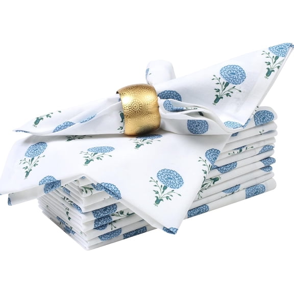 Mushroom Printed Cotton Dinner Napkins, 18x18 Inch, Set of 12