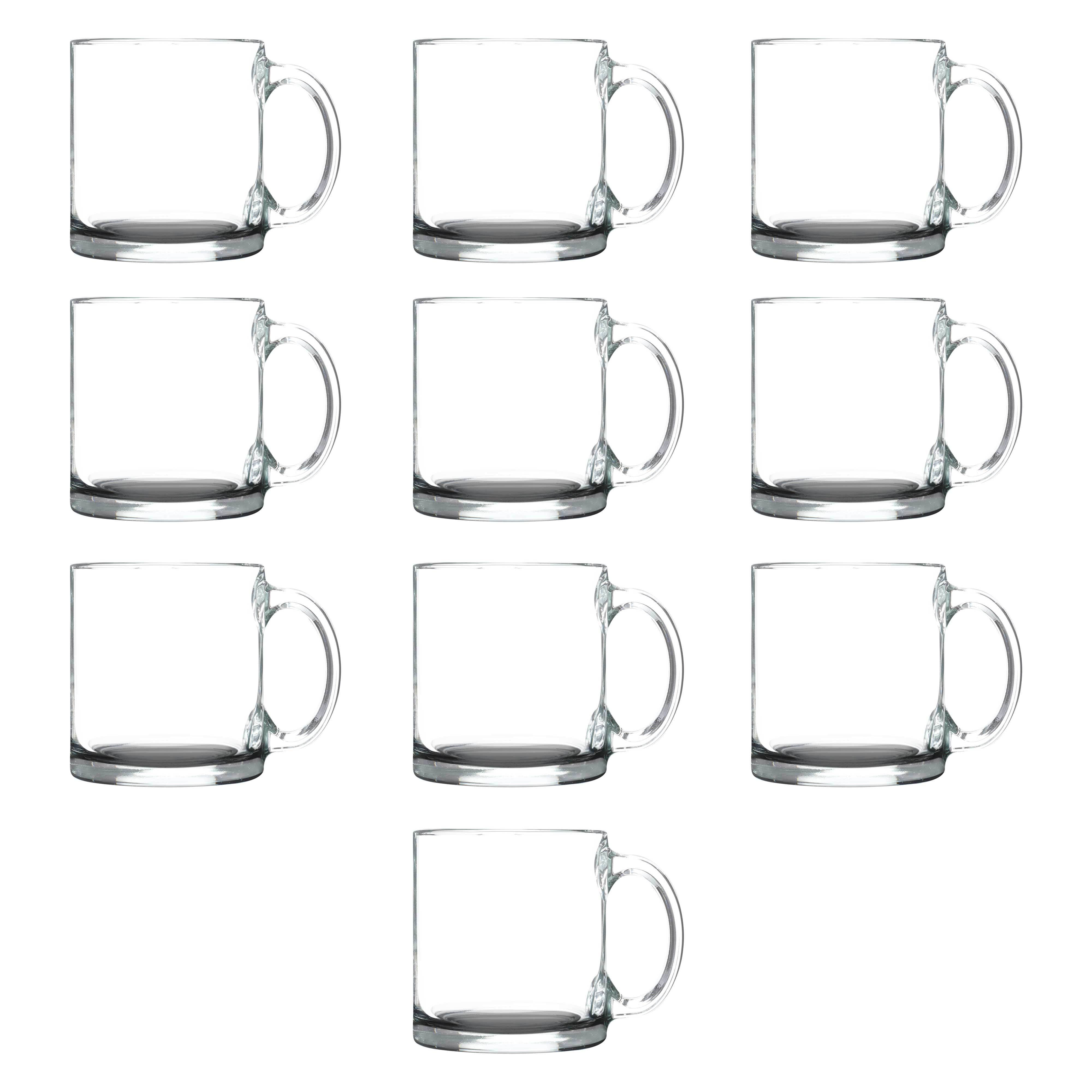 Libbey Clear Glass Coffee Mugs 13 oz. Set of 10, Bulk Pack Perfect