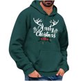 thumbnail image 2 of PNTUTB Men's Casual Solid Color Styling Christmas Graphic Print Long Sleeve Hoodie Drawstring Pullover Sweatshirt with Pocket, 2 of 6