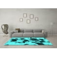 thumbnail image 3 of Ahgly Company Indoor Rectangle Abstract Turquoise Blue Modern Area Rugs, 8' x 12', 3 of 4