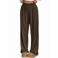 thumbnail image 2 of Female Sweatpants Baggy Wide Leg Pants Lounge Comfy Palazzo Joggers with Pockets Brown L, 2 of 8