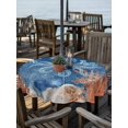 thumbnail image 2 of Outdoor Tablecloth with Umbrella Hole for Patio/Picnic/Party/Camping, Blue Coastal Octopus Waterproof Table Cloth Round Cover Washable, Nautical Undersea Creatures Leaves (Dia 54"), 2 of 9