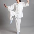 thumbnail image 6 of zeranth 2Pcs/Set Unisex Button Placket Shirt Loose Solid Color Chinese Traditional Tai Chi Suit Kung Fu Wear, 6 of 7
