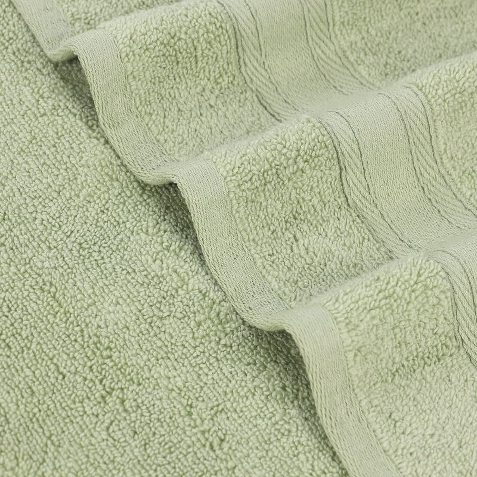 Superior Belmont 8 Piece Zero Twist Towel Set, Ultra Soft Cotton Towels, Green