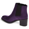 thumbnail image 3 of YDN Women Classic Round Closed Toe Mid Block Heel Chelsea Boots Elastic Pull On Ankle Booties Comfy Dressy Shoes Size 9.5 Purple, 3 of 5