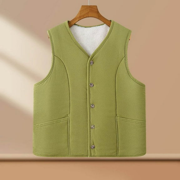 Zedker Vest Tops for Women Button Up Sweater 2025 Knit Work Business Casual Outfits,Plus Size Green L