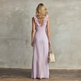 thumbnail image 4 of Women's Dress Sleeveless V Neck Women Lace Slit Maxi Dress Purple L, 4 of 7